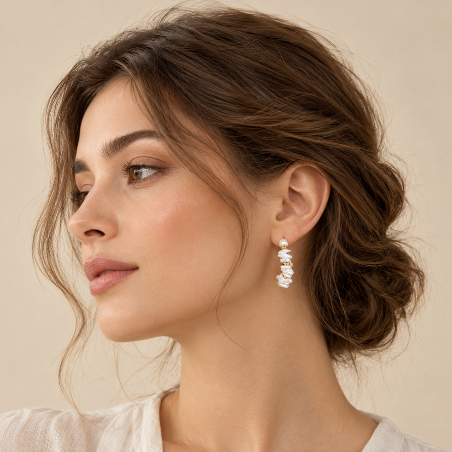 Baroque Pearl C-Hoop Earrings