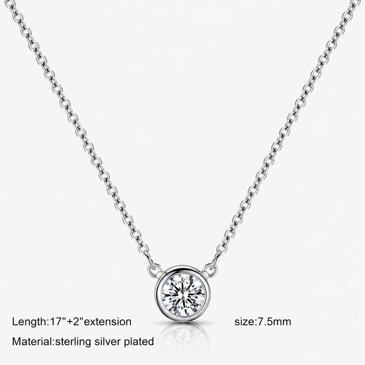 Dainty CZ Bezel Pendant Necklace