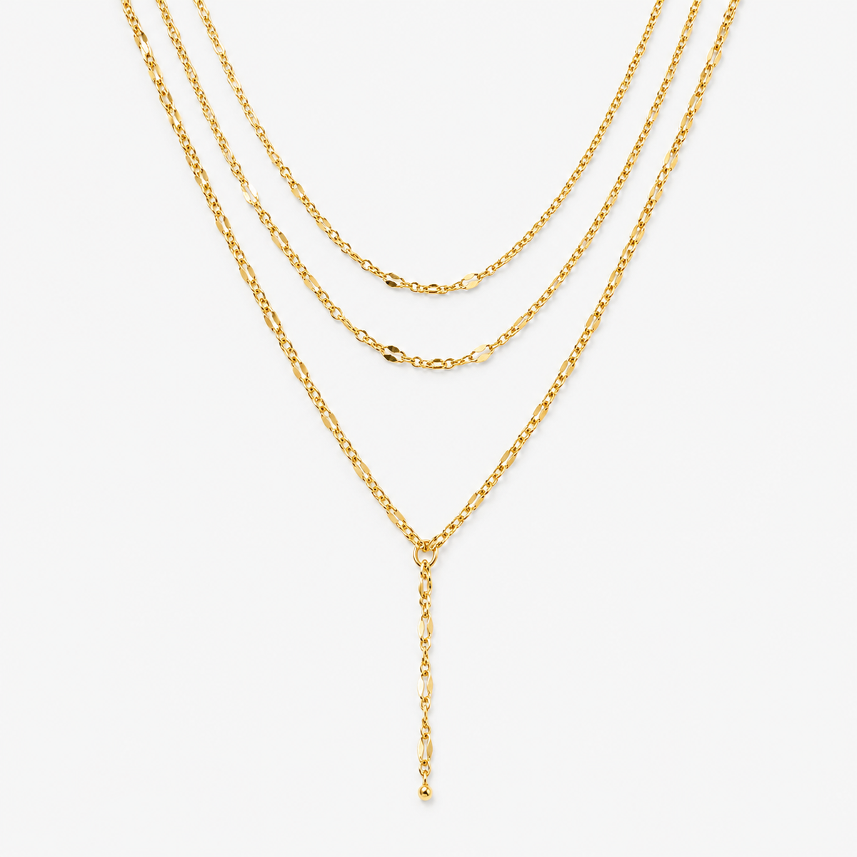 Triple Chain Y Necklace