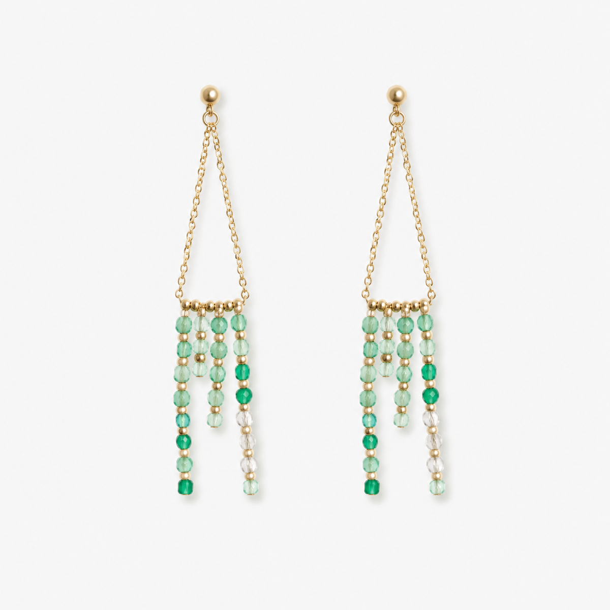 Sparkling Gradient Natural Crystal Tassel Earrings