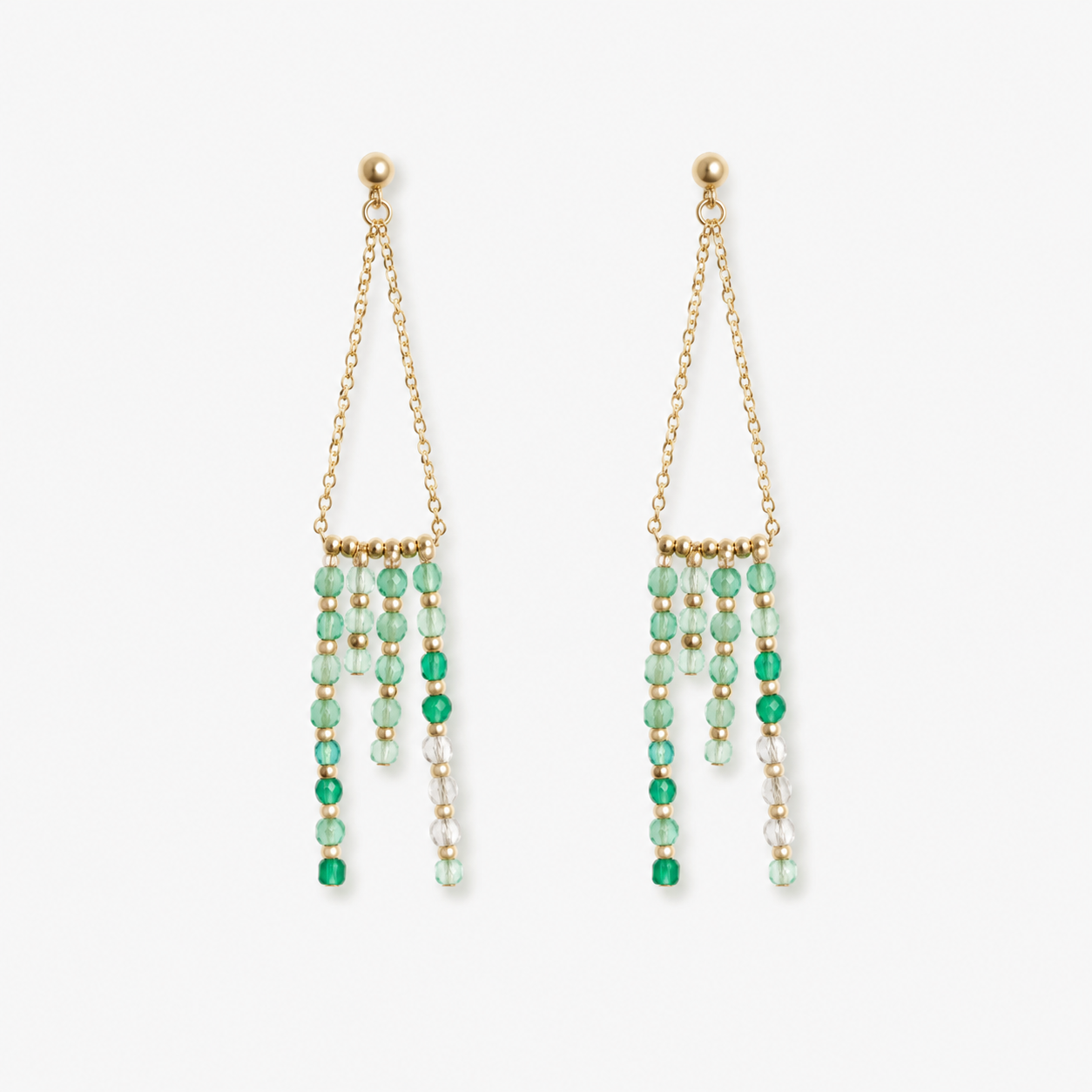 Sparkling Gradient Natural Crystal Tassel Earrings