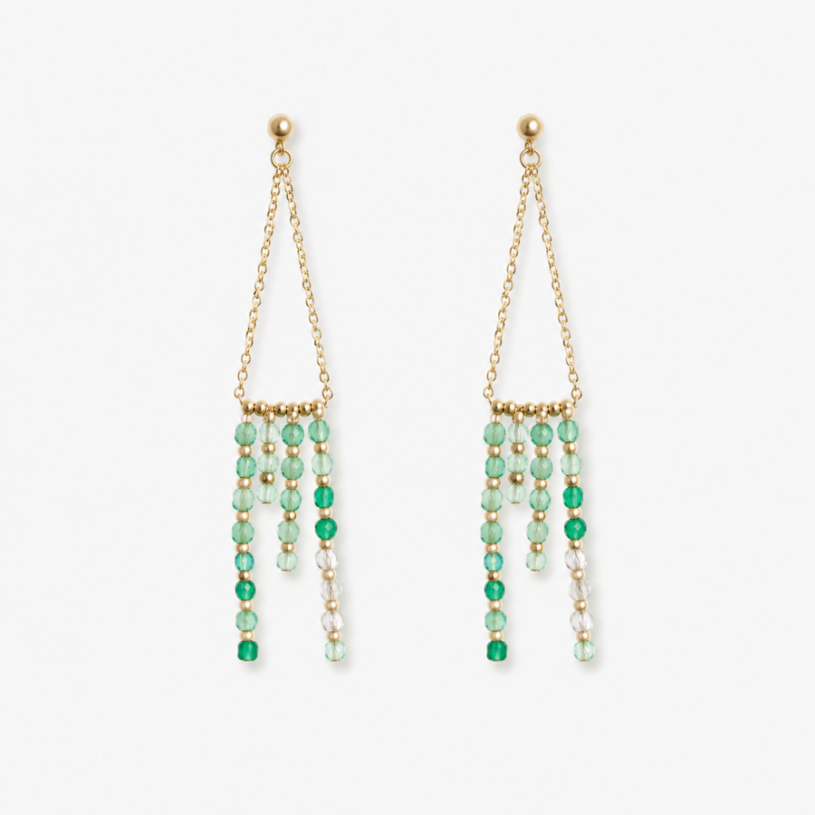 Sparkling Gradient Natural Crystal Tassel Earrings