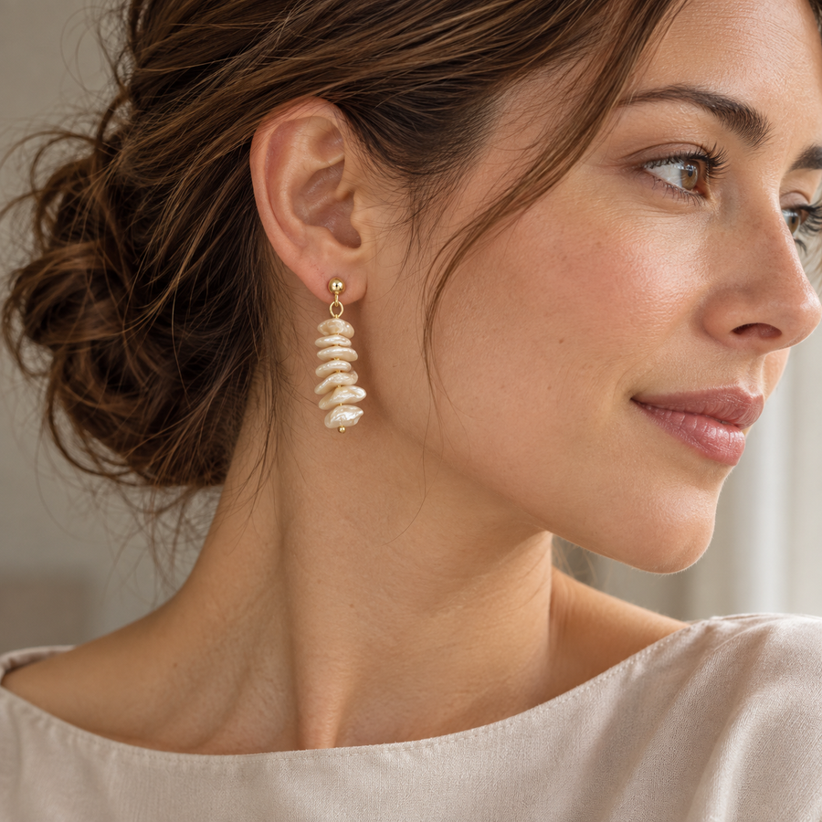 Tiny Baroque Pearl Stud Earrings