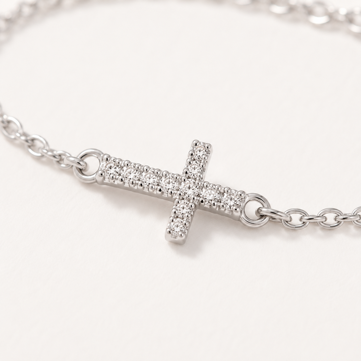 Dainty Cubic Zirconia Cross Bracelet