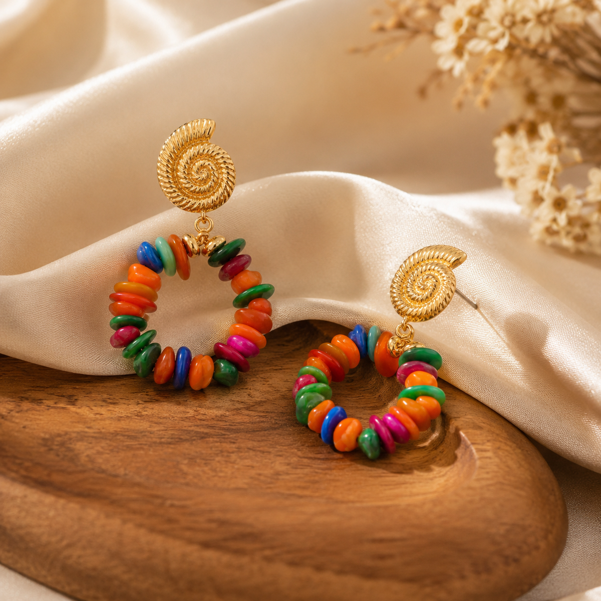 Colorful Natural Stone Clip-On Earrings
