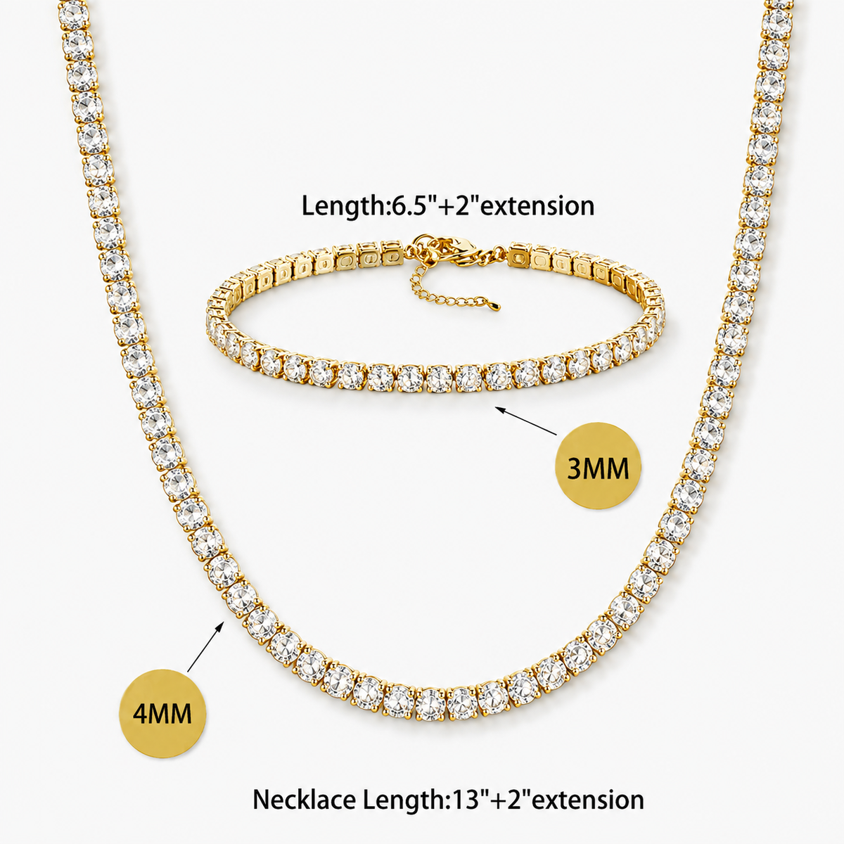 CZ Tennis Necklace Bracelet Set