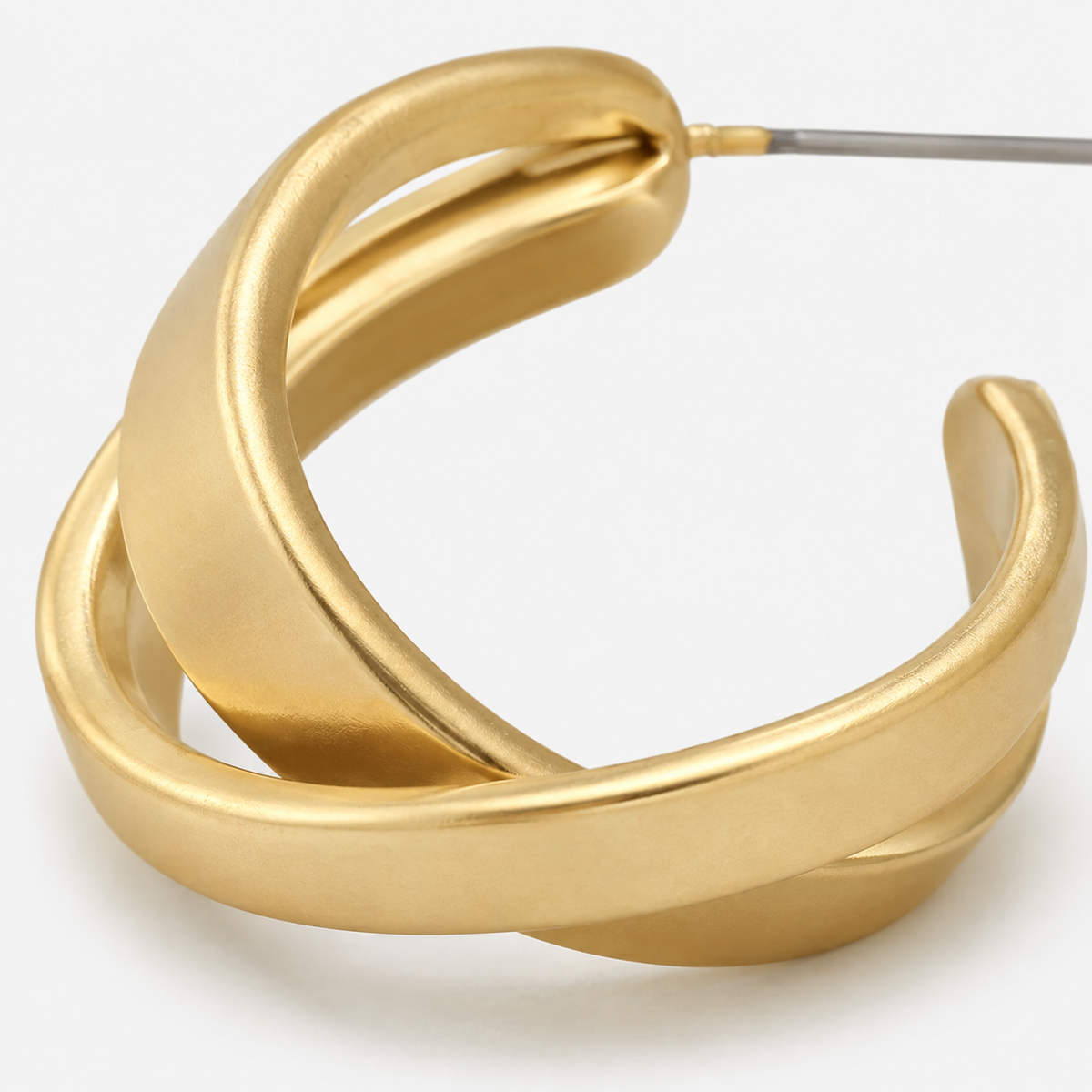 Gold Twist Cross Stud Earrings
