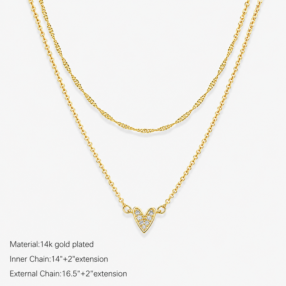 Layered CZ Heart Necklace
