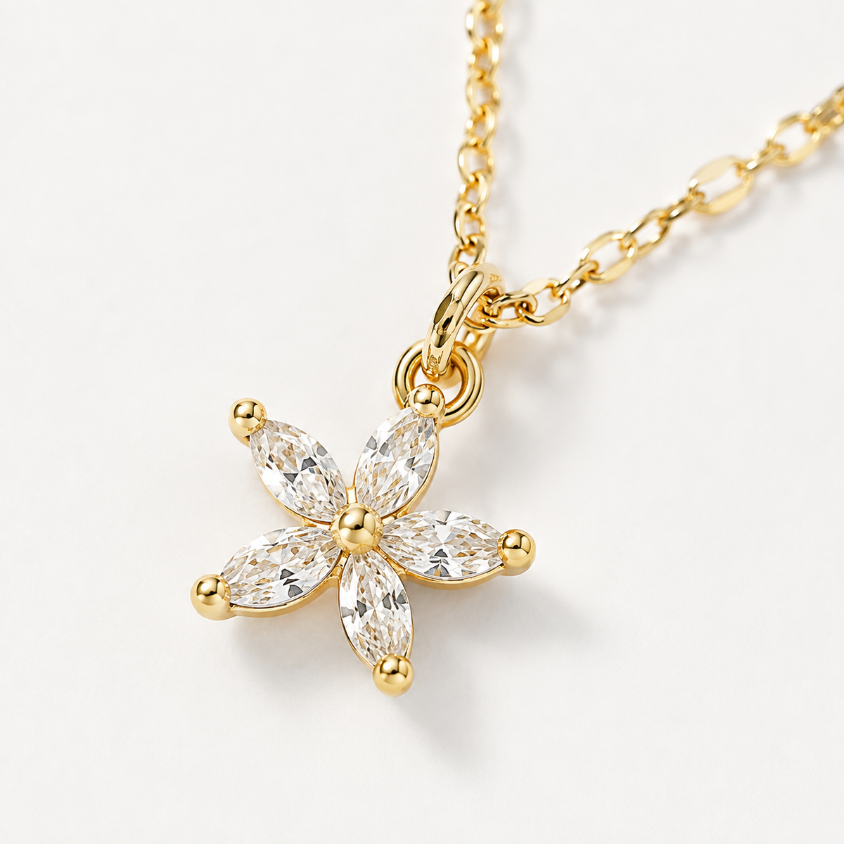 Dainty CZ Flower Necklace