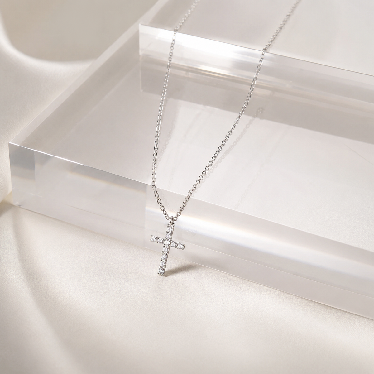 Sparkling CZ Cross Pendant Necklace