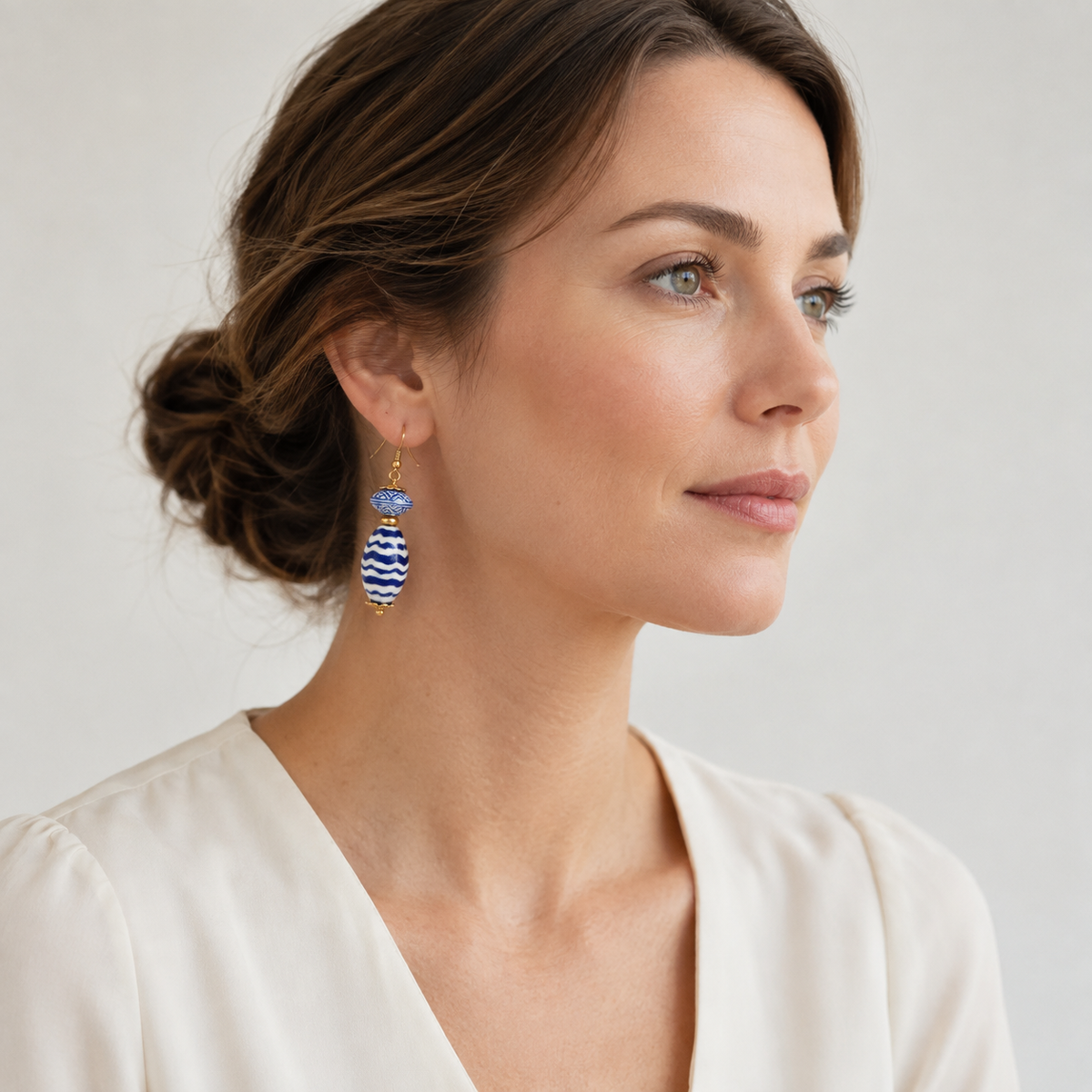 Blue White Porcelain Drop Earrings