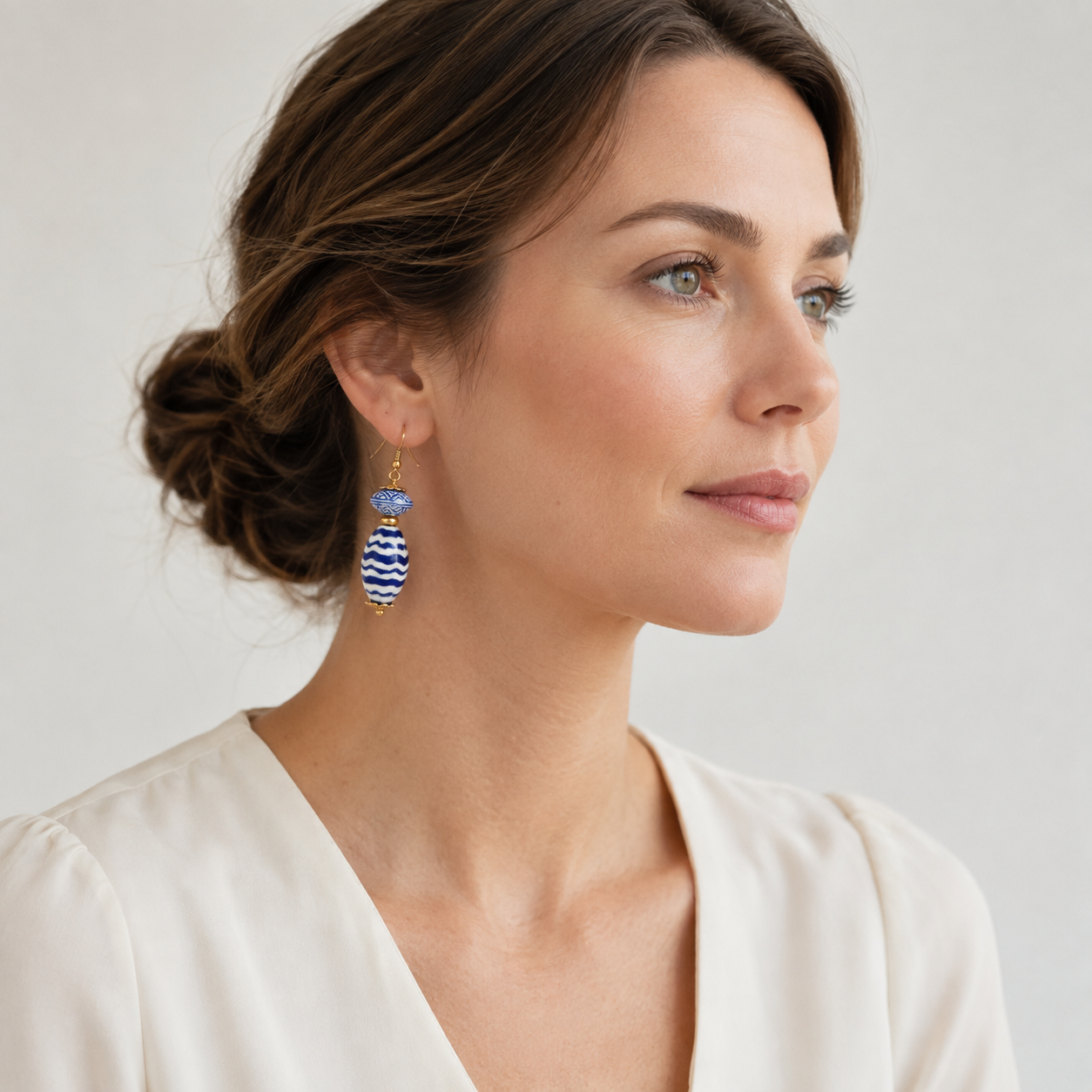 Blue White Porcelain Drop Earrings
