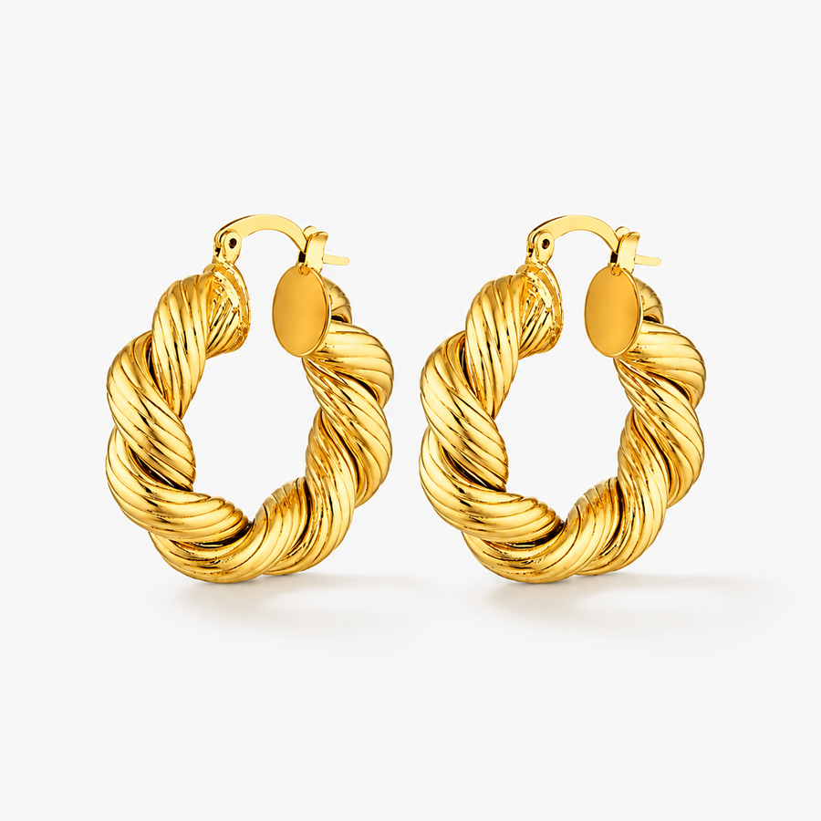 Chunky Twist Rope Hoop Earrings