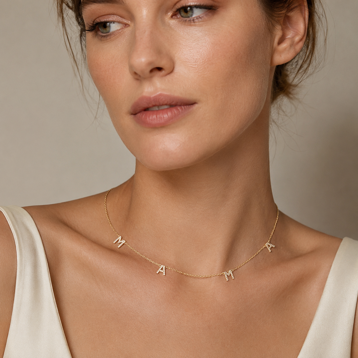 CZ MAMA Letter Necklace