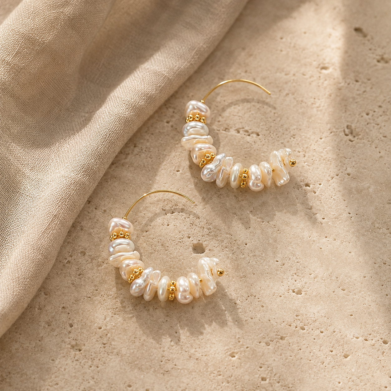 Baroque Pearl C-Hoop Earrings