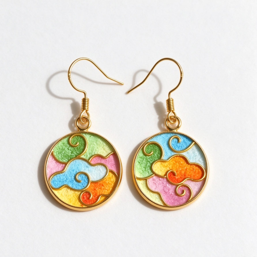 Cloisonné Enamel Auspicious Cloud Earrings