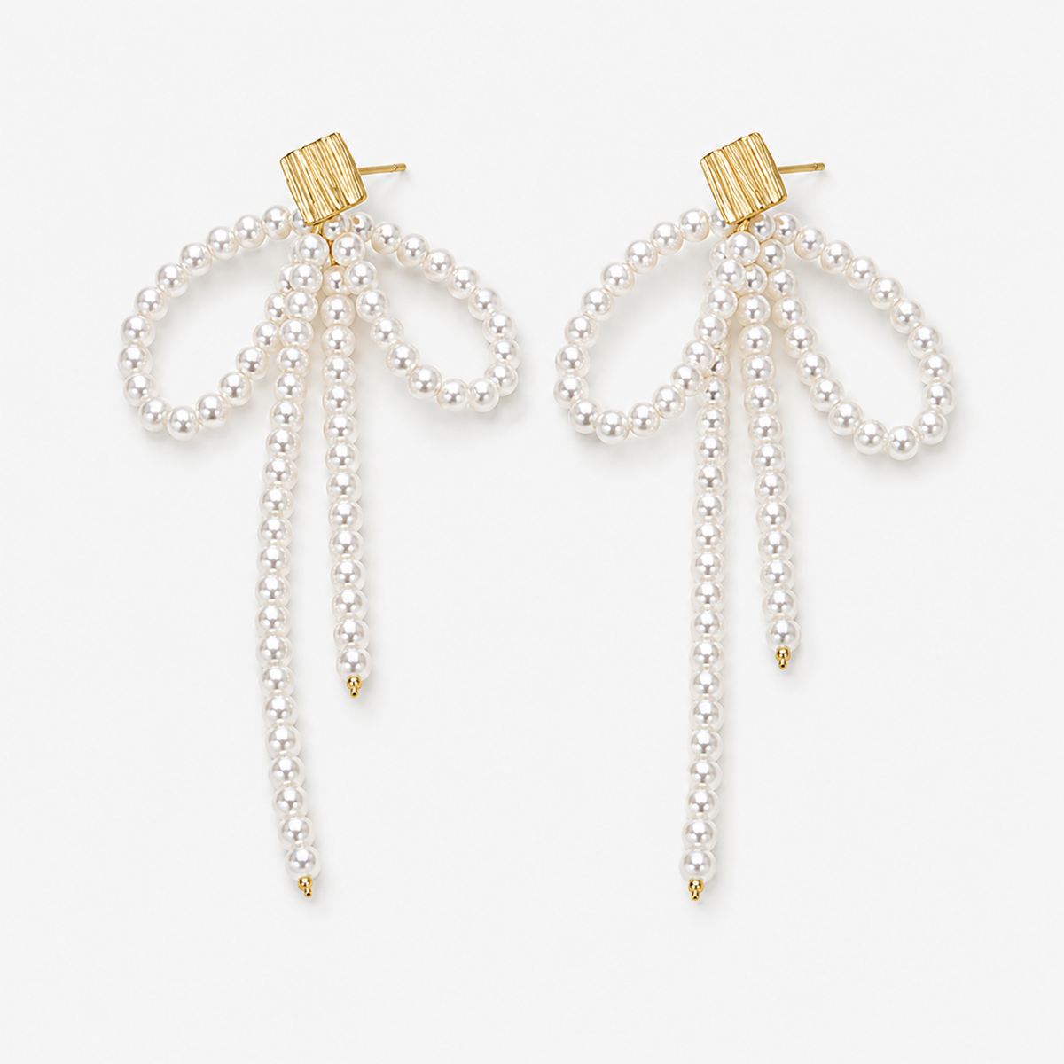 Bow Pearl Tassel Earrings