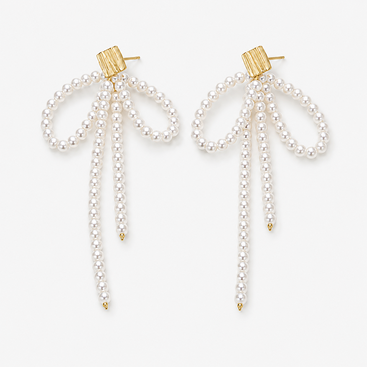 Bow Pearl Tassel Earrings