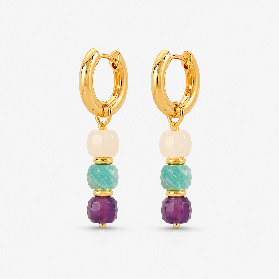 Colorful Natural Stone Dangle Earrings