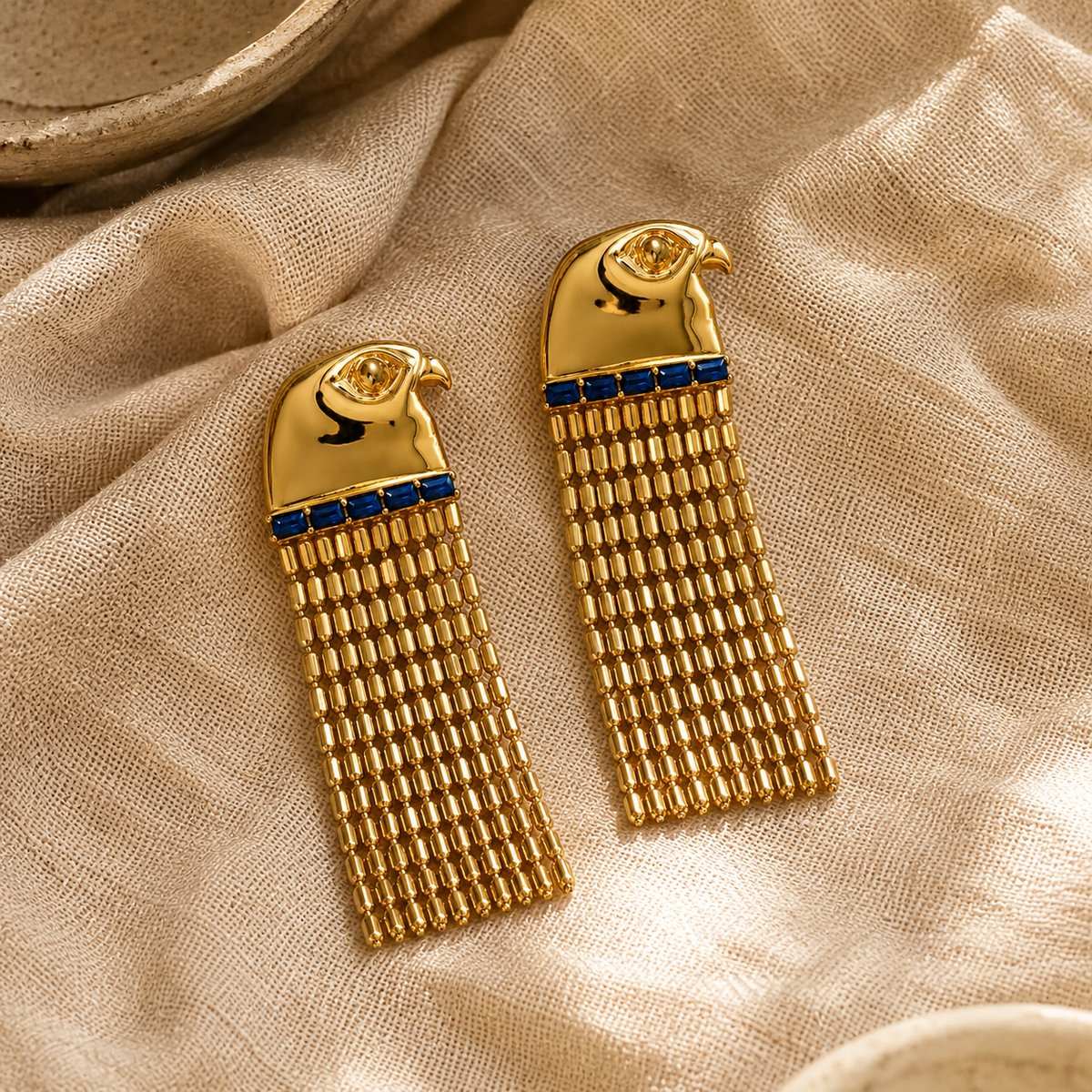 Vintage Egyptian Sun God Tassel Earrings