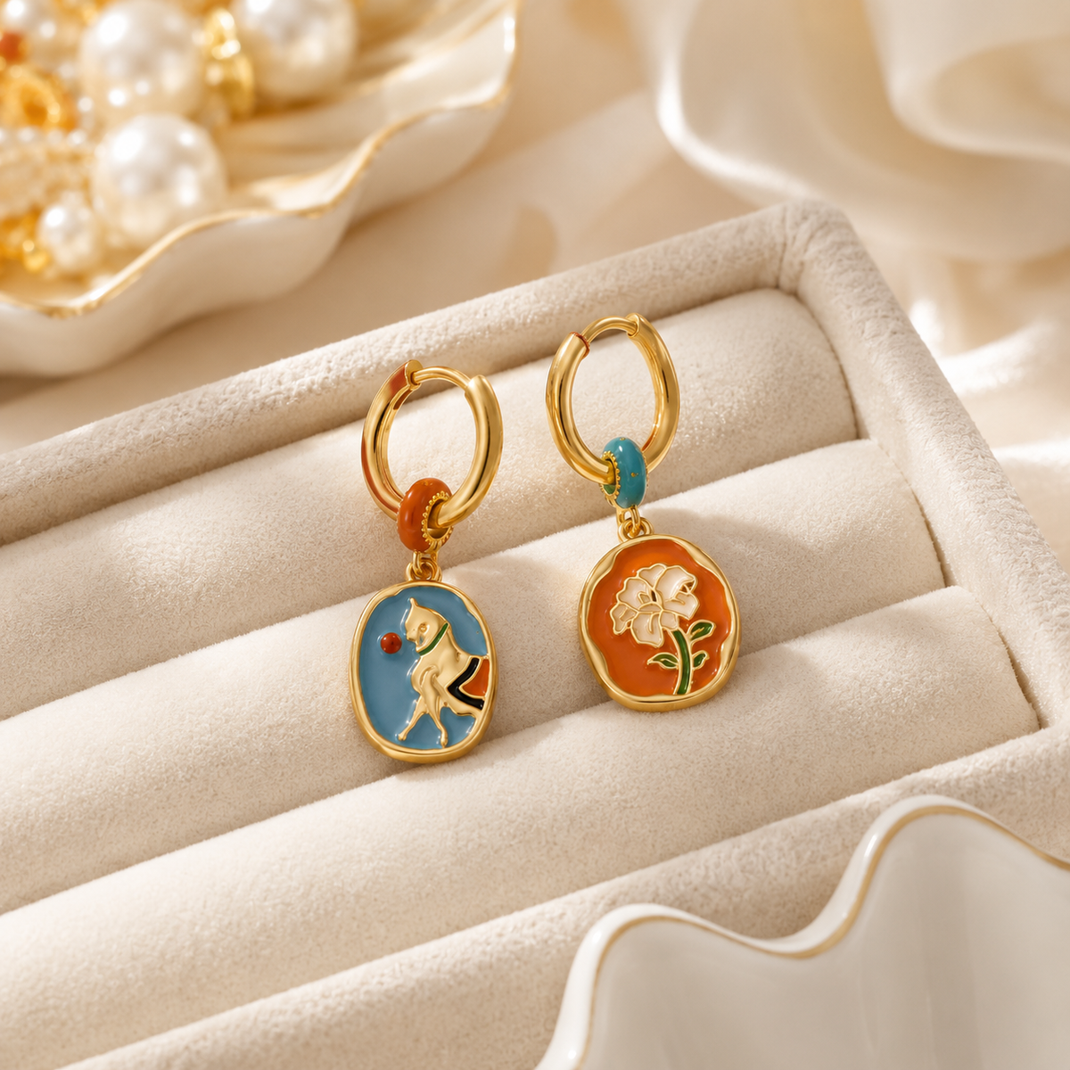 Horse Floral Hoop Earrings
