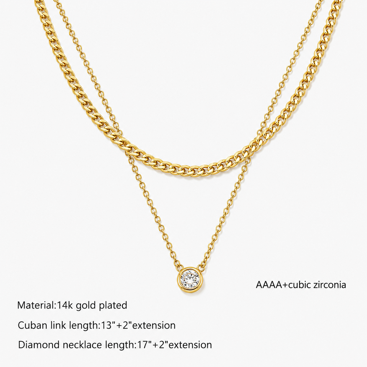 Layered CZ Cuban Chain Necklace