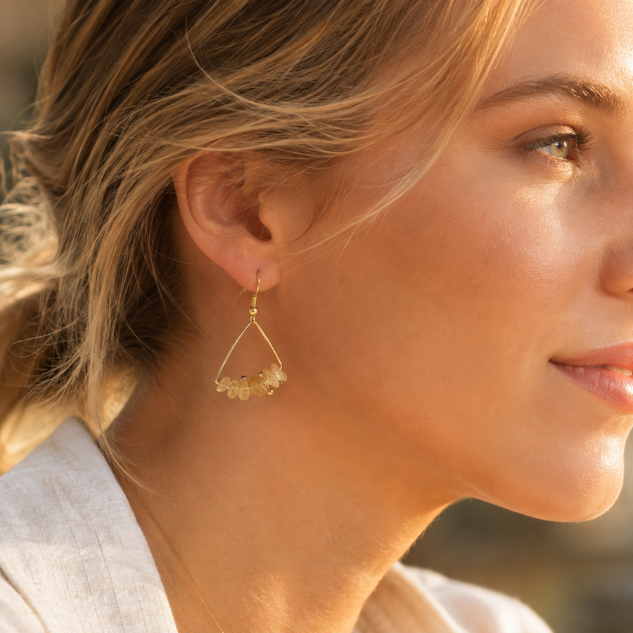 Crystal Chip Triangle Earrings