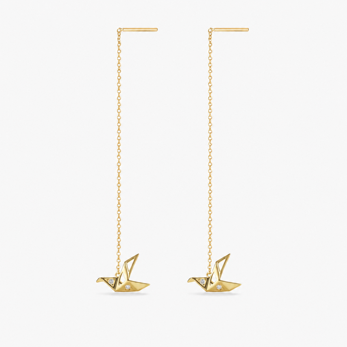 Origami Crane Threader Earrings
