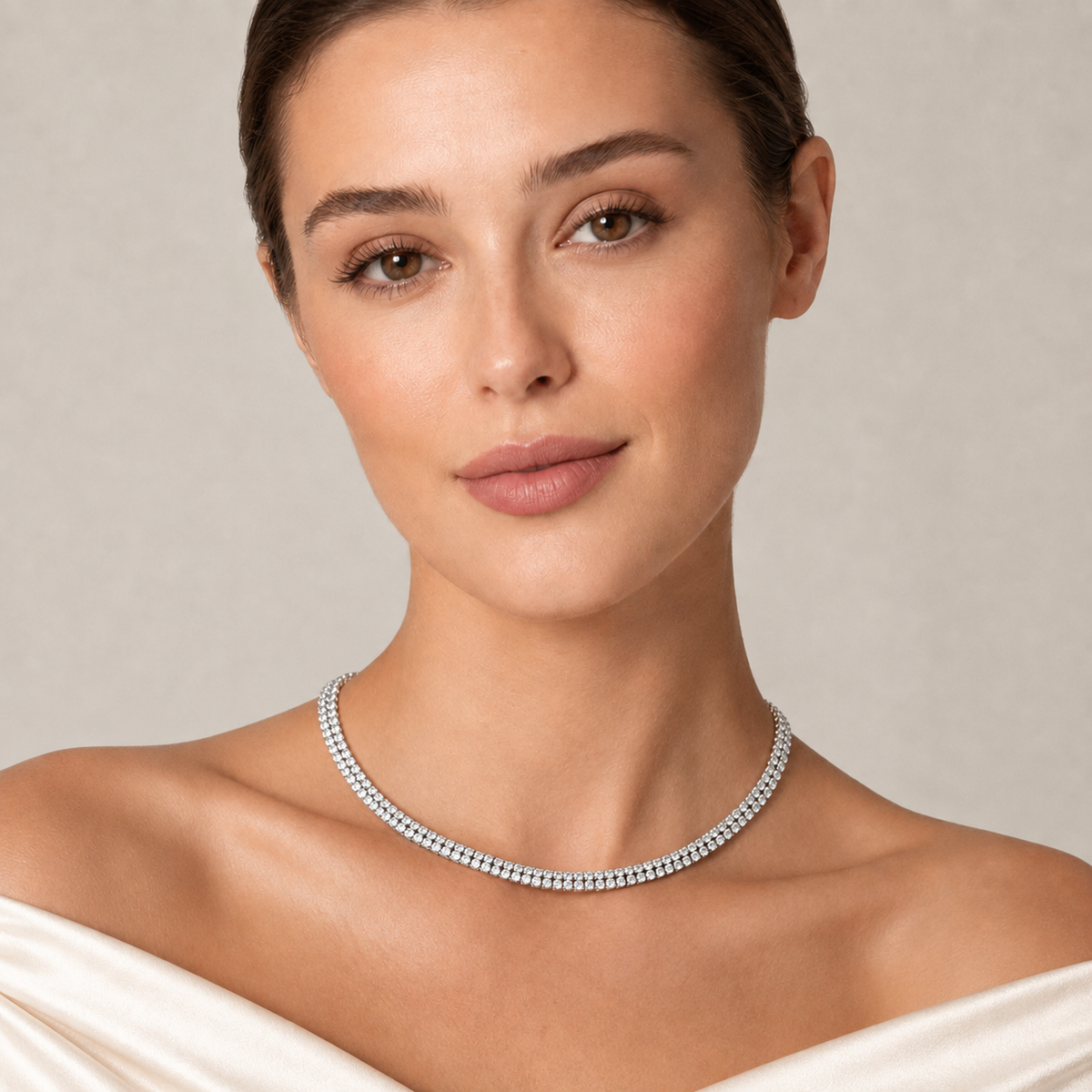 Sparkling Double-Layer Tennis Necklace