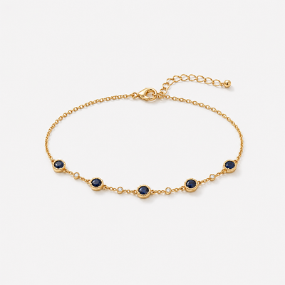 Blue Sapphire Gold Chain Bracelet