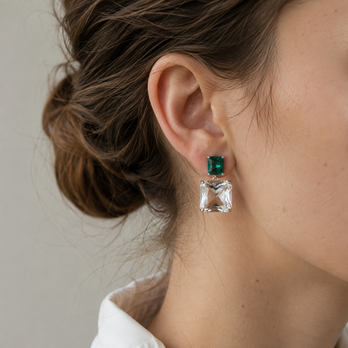 Green CZ Stud Earrings