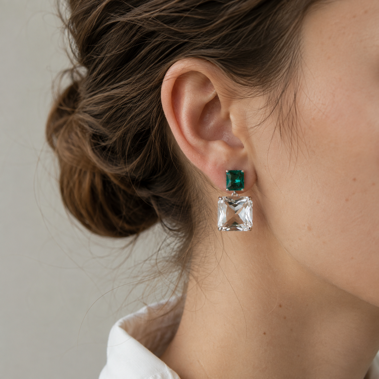 Green CZ Stud Earrings