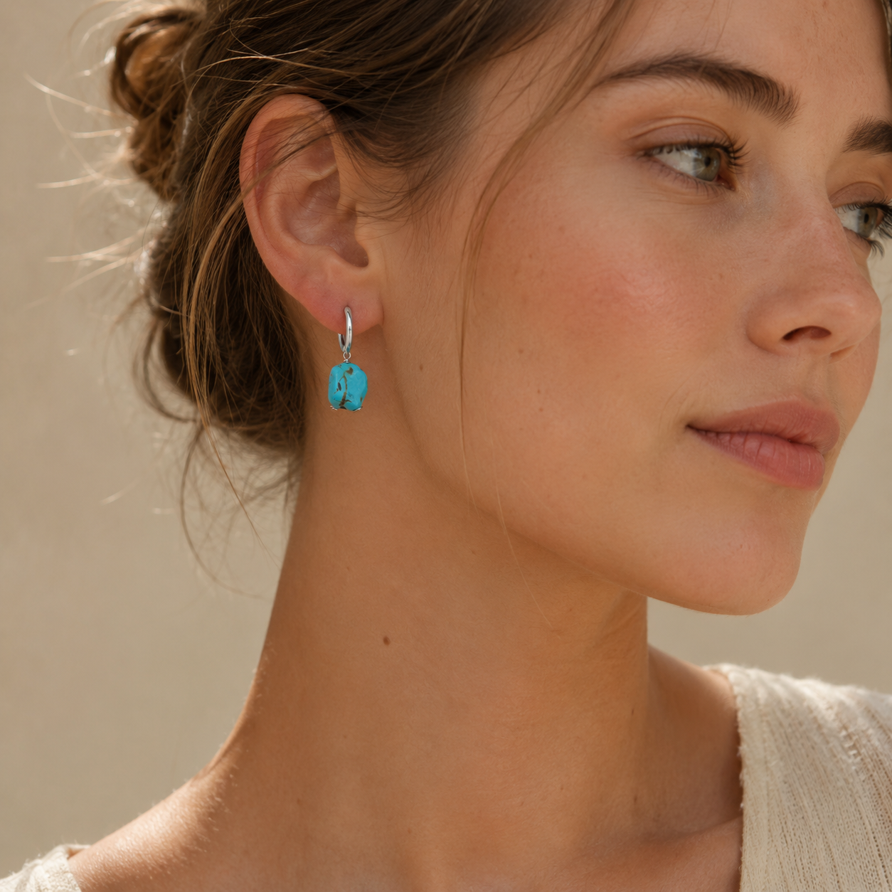 Turquoise Hoop Drop Earrings