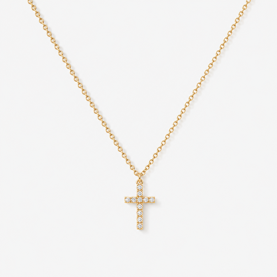 Sparkling CZ Cross Pendant Necklace