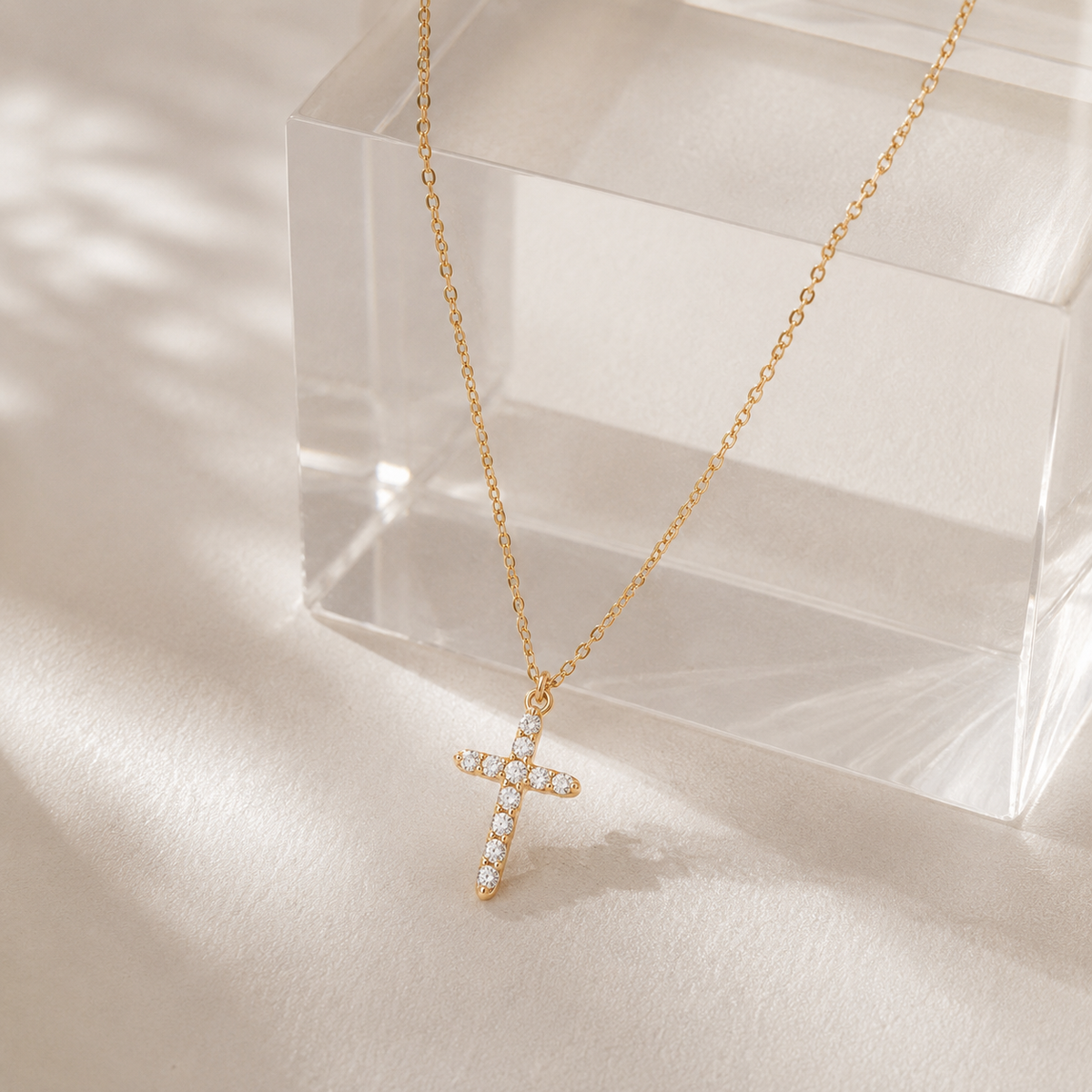 Dainty CZ Cross Necklace