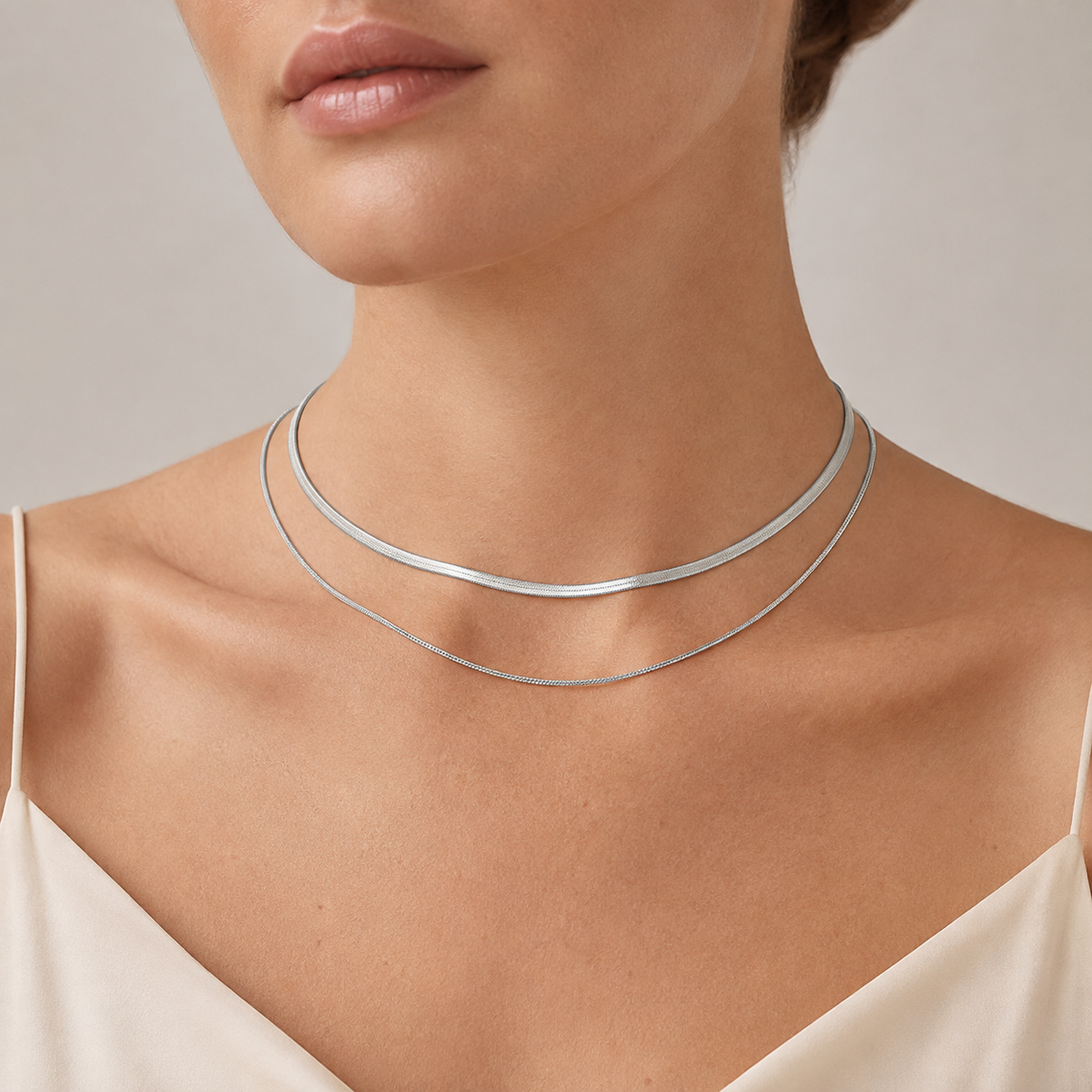 Layered Flat Snake Chain Necklace