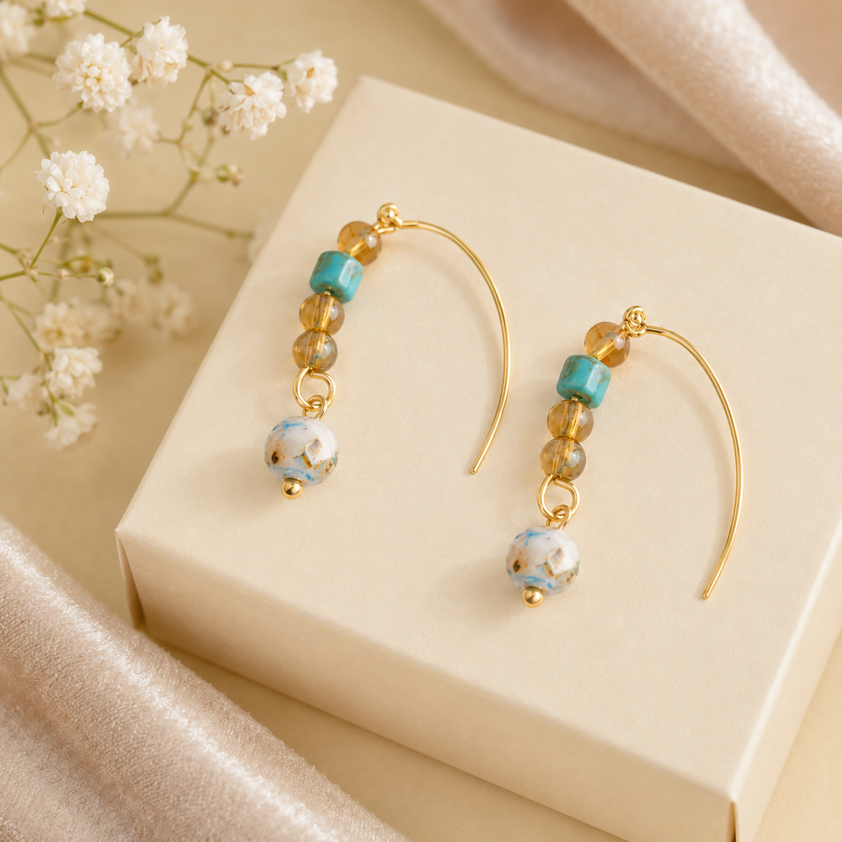 Vintage Colored Glaze Earrings