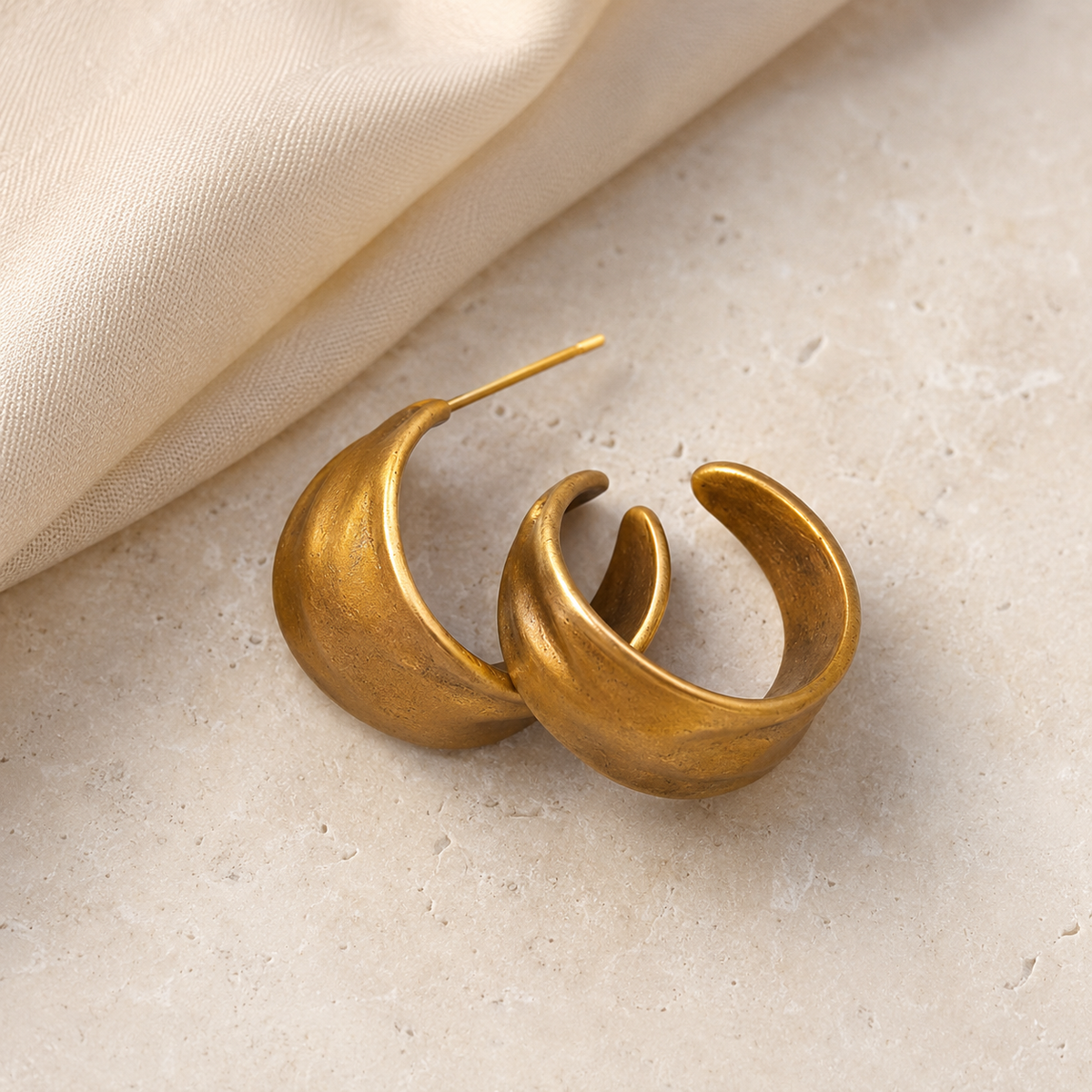 Vintage C-Shape Silver Earrings