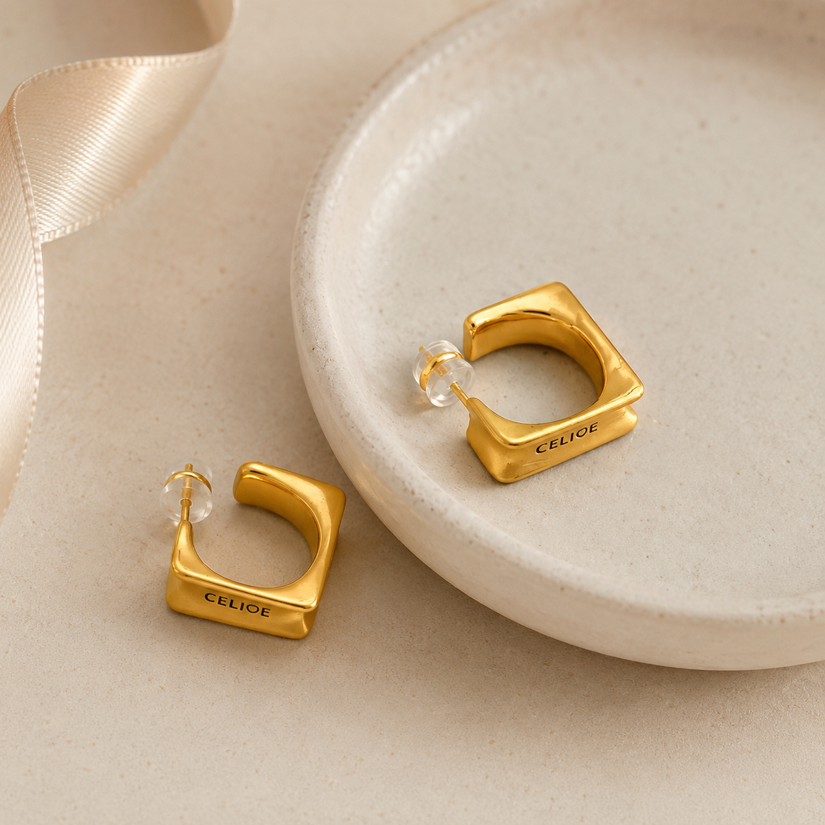 Geometric Square Stud Earrings