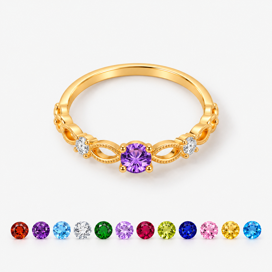 Dainty 12 Birthstone CZ Ring