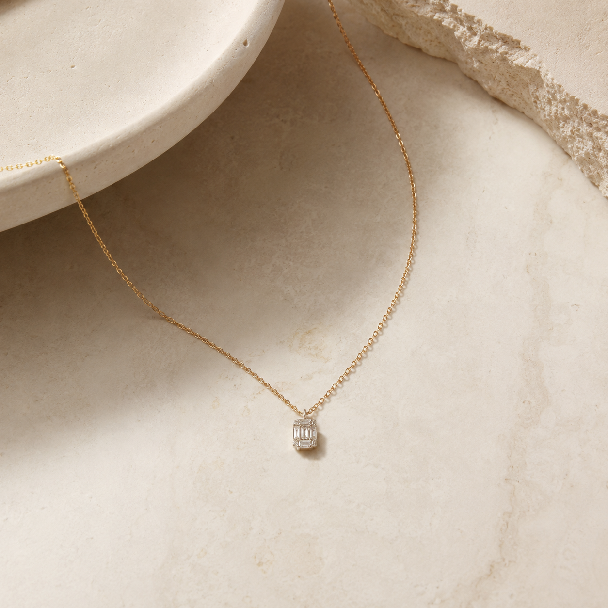Emerald Cut CZ Pendant Necklace