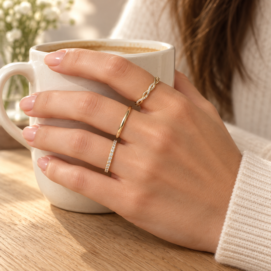 TEWIKY Stackable CZ Ring Set