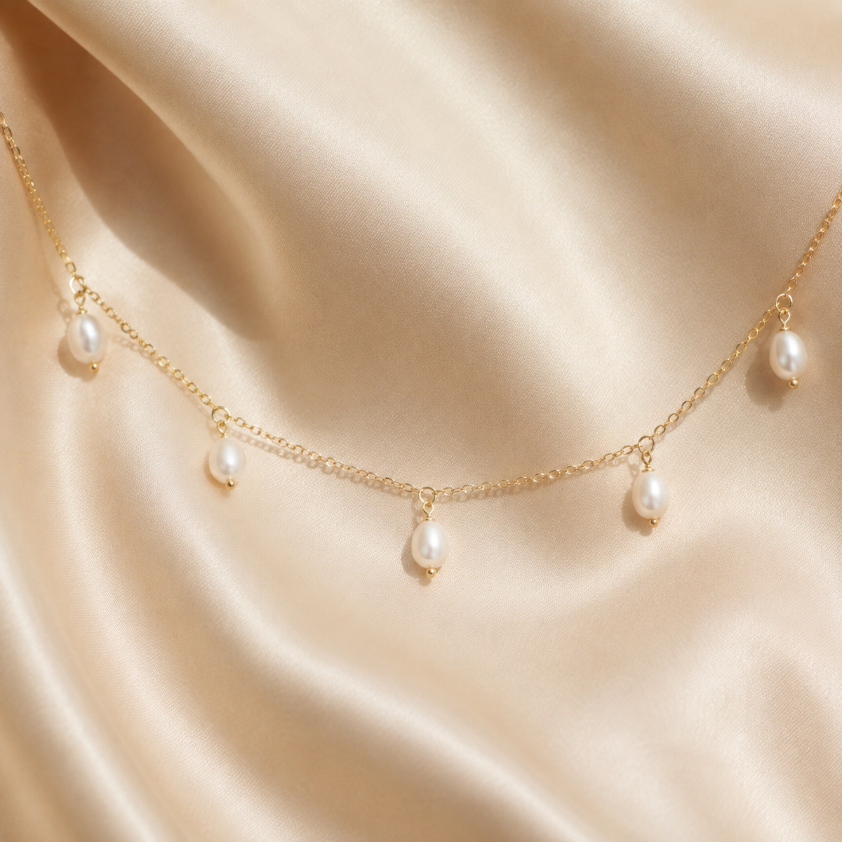 Five 4mm Pearl Choker Necklace