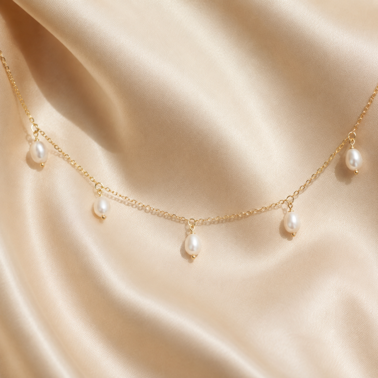 Five 4mm Pearl Choker Necklace