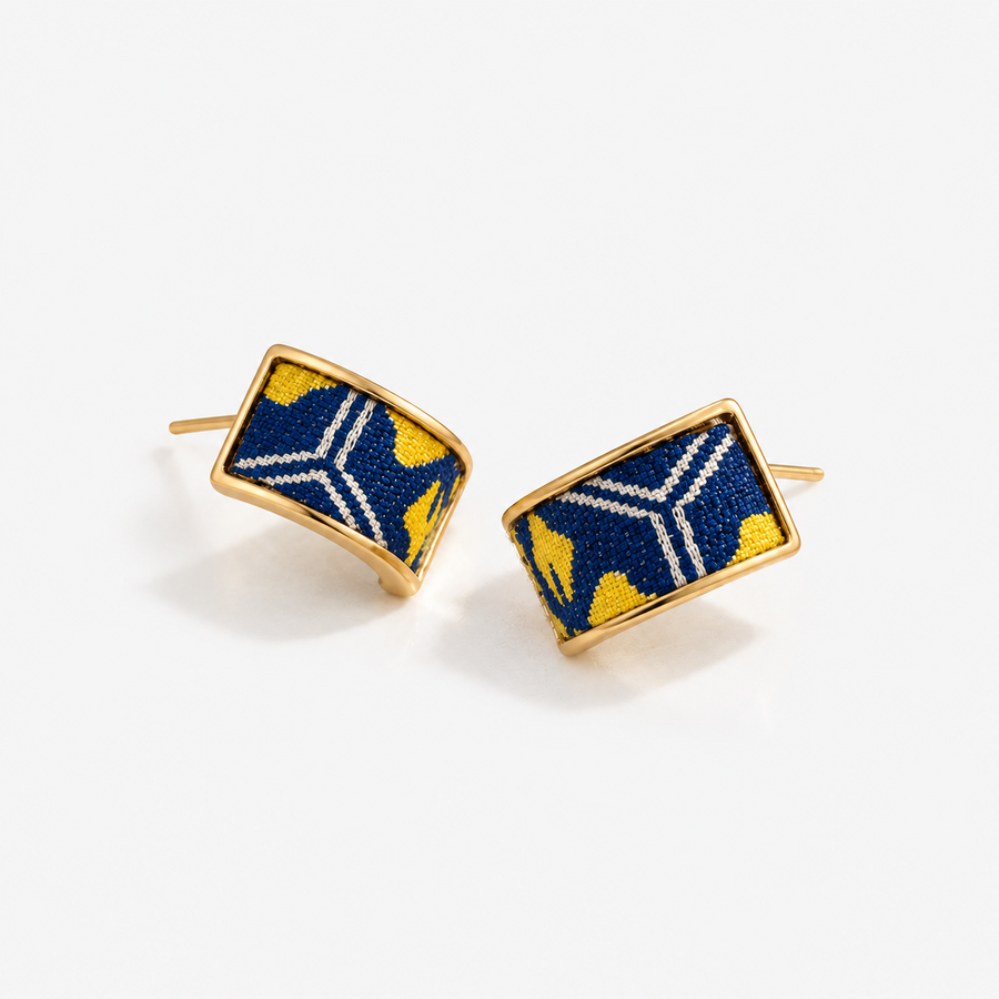 Shu Brocade Rectangle Stud Earrings