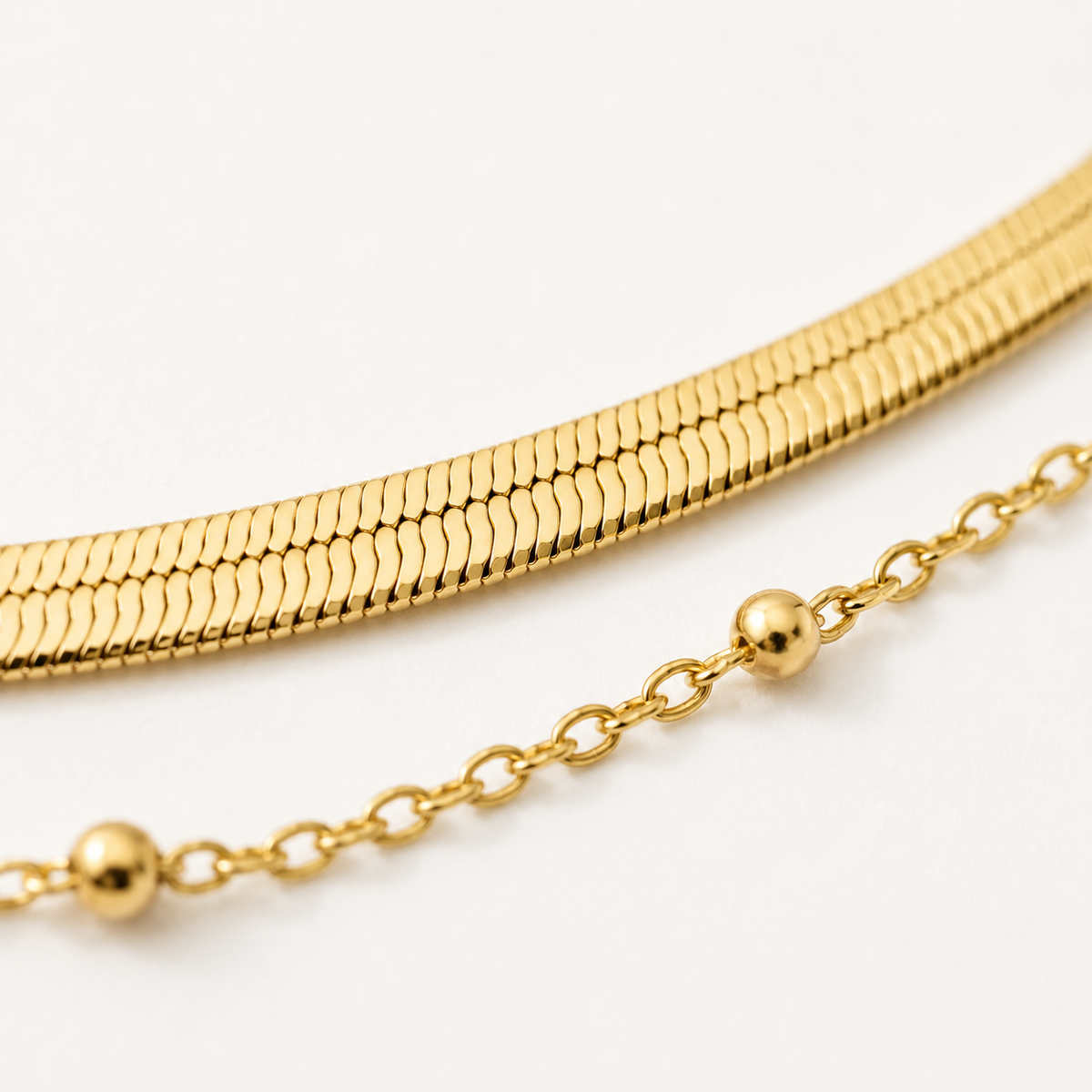 Layered Snake Beaded Chain Necklace