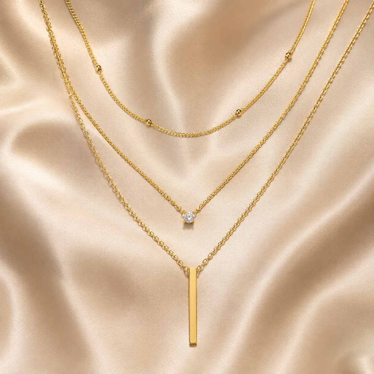 Multi-Layer CZ Bar Necklace