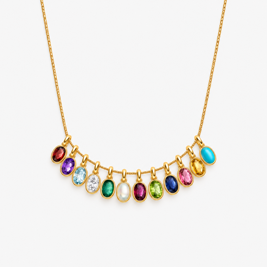 18K Gold-Plated Oval Birthstone Charm