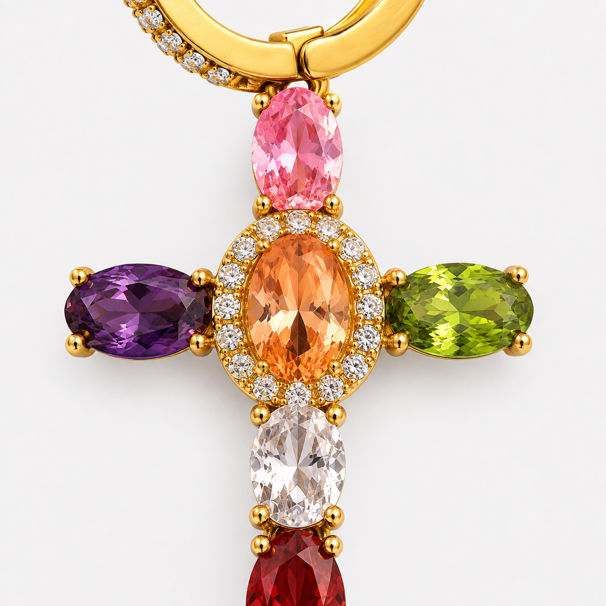 Rainbow CZ Cross Earrings