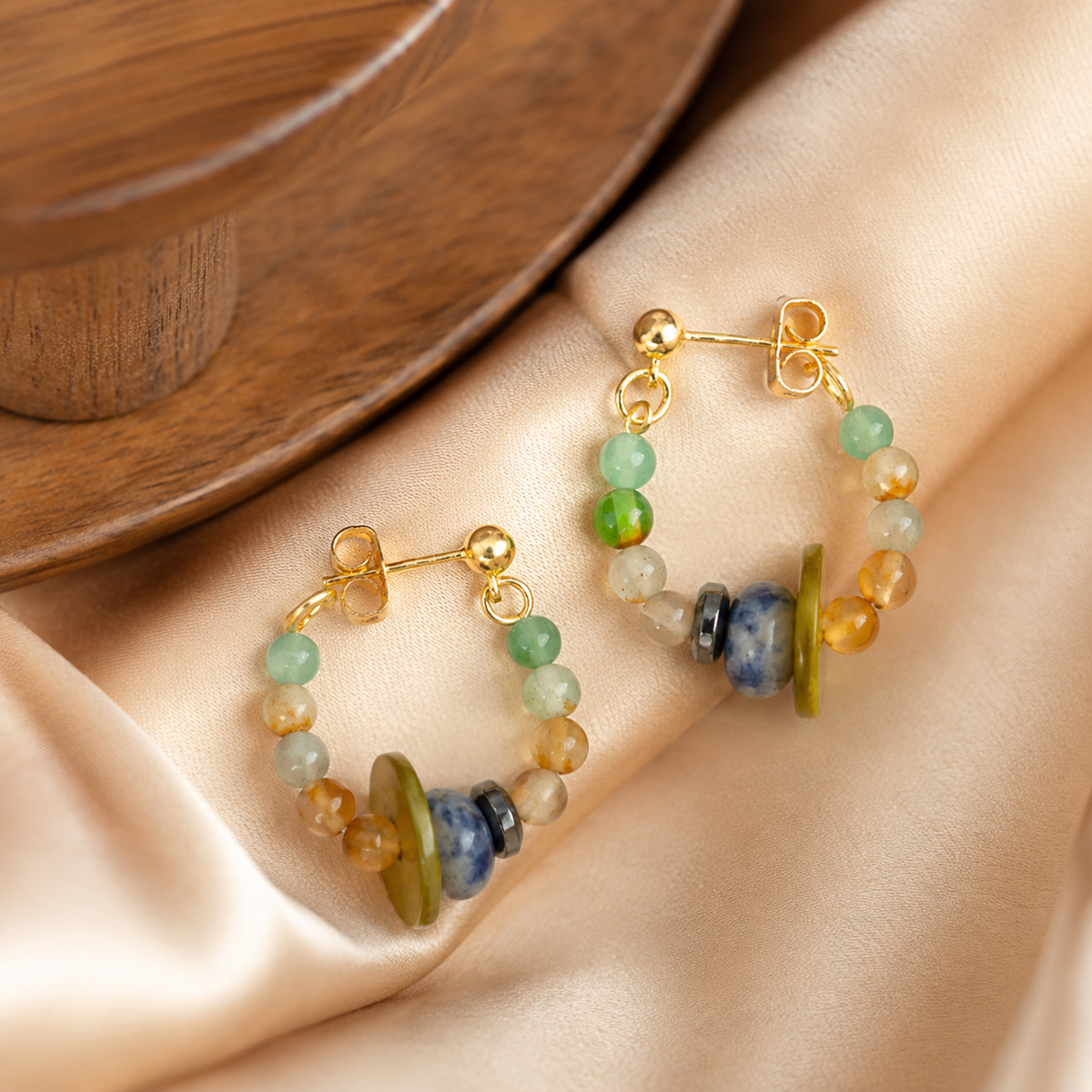 Sky Blue Natural Stone Stud Earrings